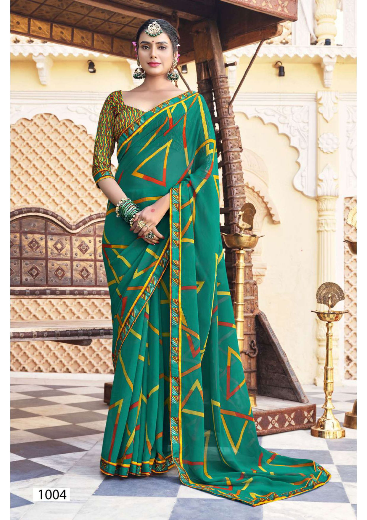 Drishti By Vallabhi Border Lace Printed Georgette Sarees Wholesale Price In Surat